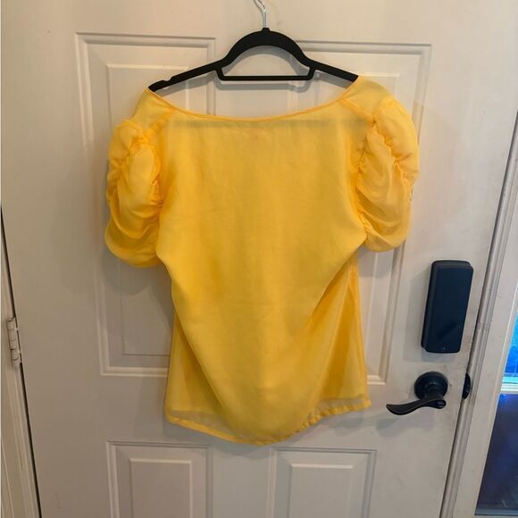 Walter Baker Gold Flutter Sleeve Blouse with Ruffled Details - Picture 6 of 6